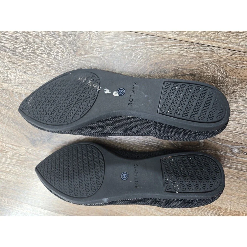 Rothy's The Point Flats Black Ballet Black Women's Size 7